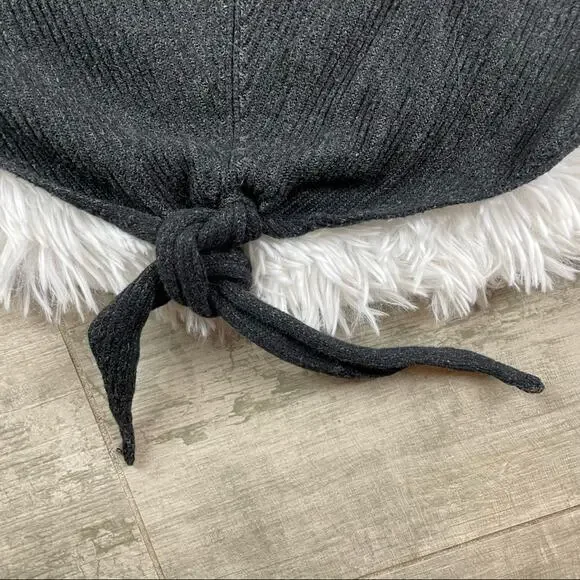 Lucky Brand Ribbed Front Knot Tie Sweater. Dark gray. Size medium. - Picture 7 of 9